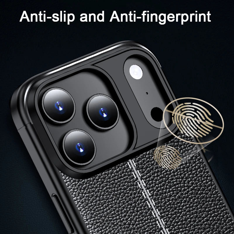 Stoßfeste Silikon-Lederhülle für iPhone 17 Pro Max