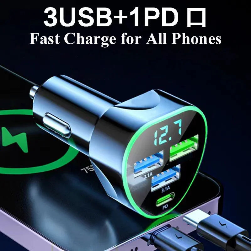 UYUXIO USB C Auto Ladegerät mit LED Anzeige