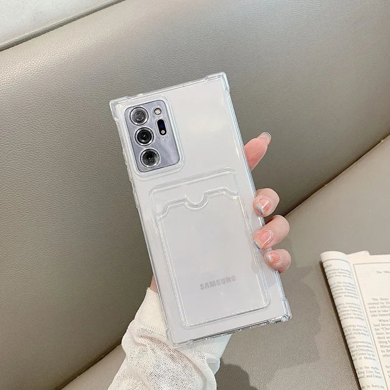 Transparente TPU Hülle mit Kartenfach für Samsung
