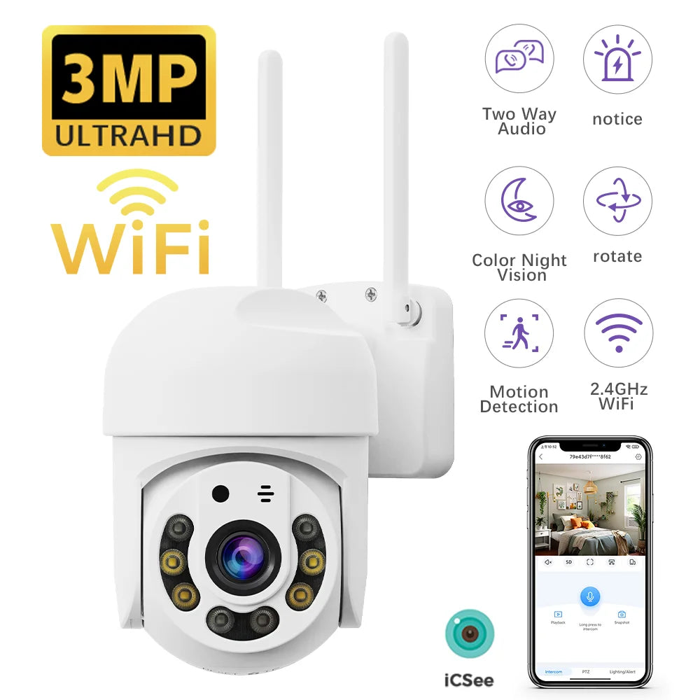 3MP Mini WLAN Kamera mit Schwenkfunktion & Audio IP65