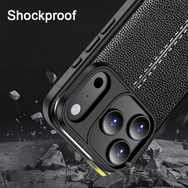 Stoßfeste Silikon-Lederhülle für iPhone 17 Pro Max