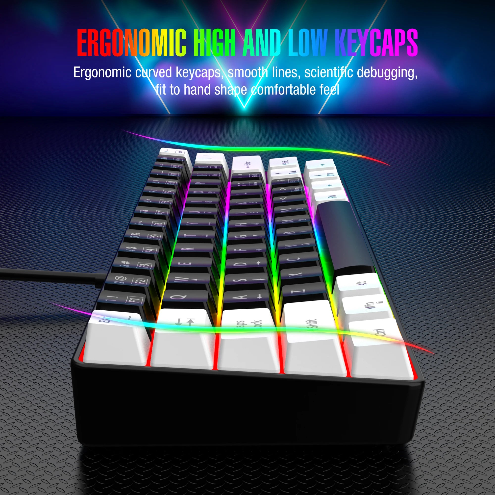 Kompakte 60% Gaming-Tastatur RGB