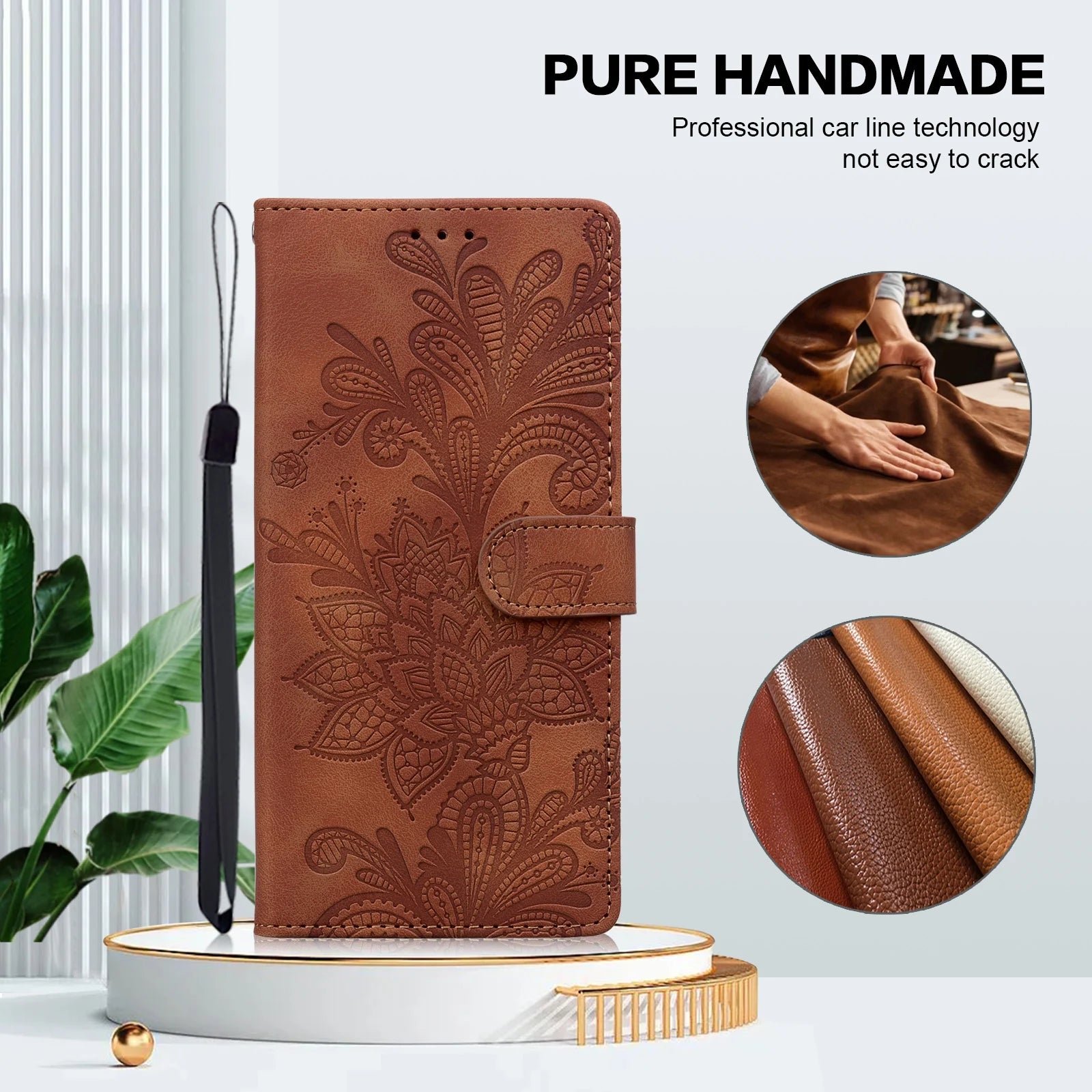 Präge Leder Flip Hülle für Xiaomi Poco