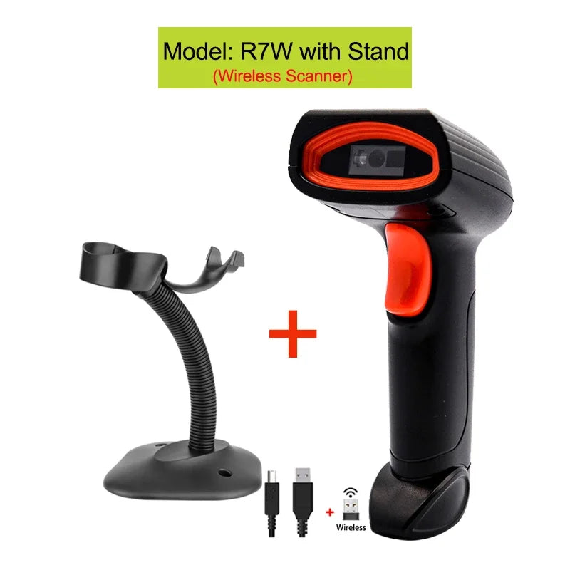 Wired 1D-2D scanner with stand, Bluetooth