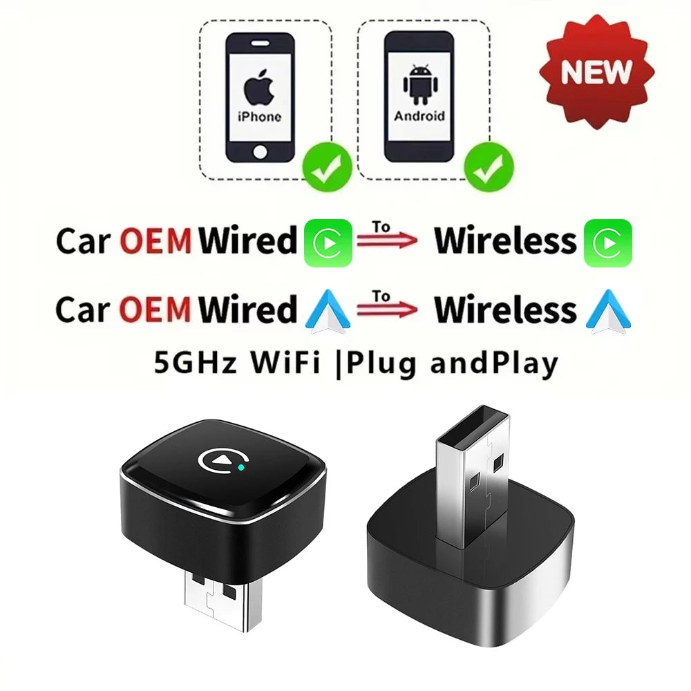 2in1 Kabelloser CarPlay Android Auto Adapter USB
