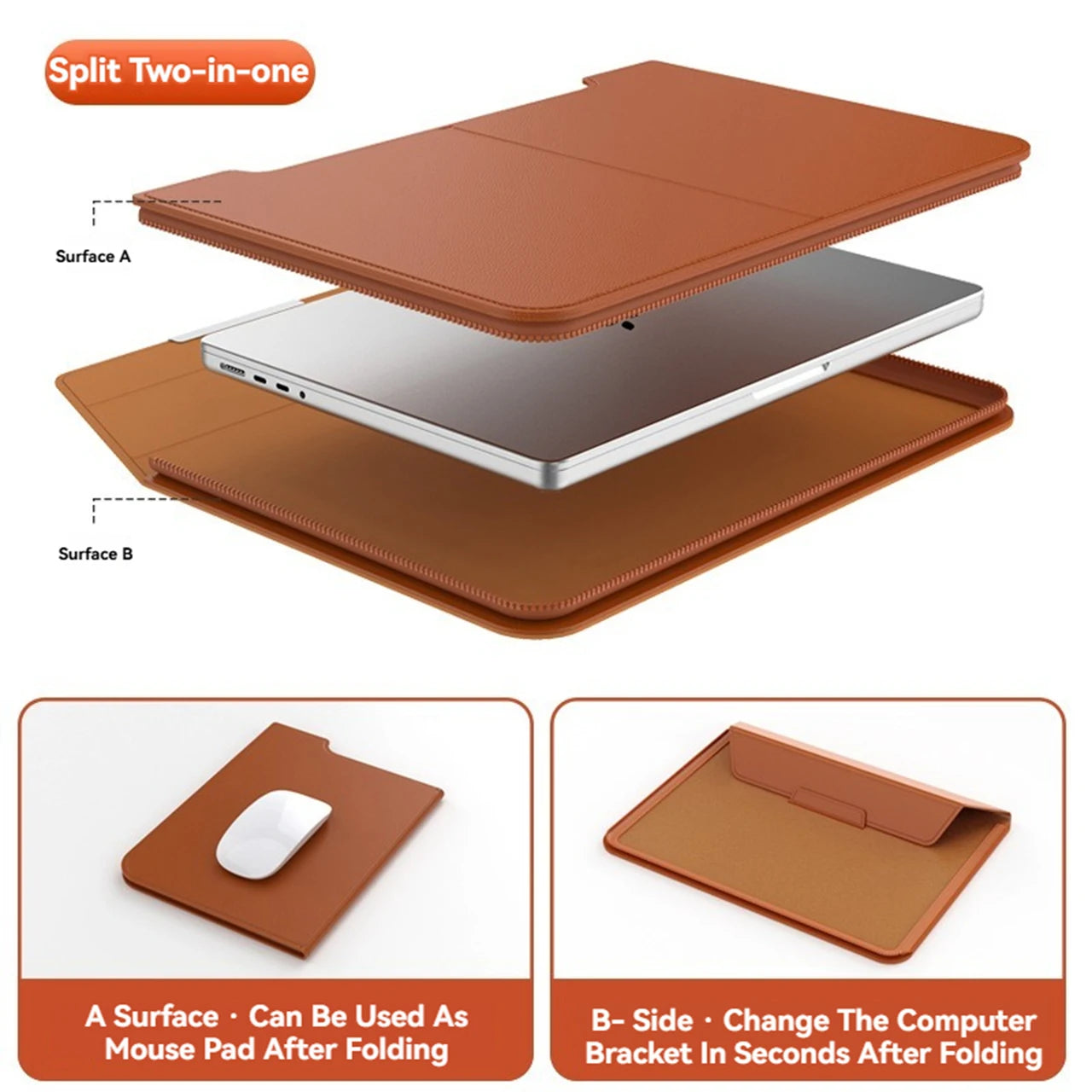 Personalisierte Leder-Laptophülle MacBook