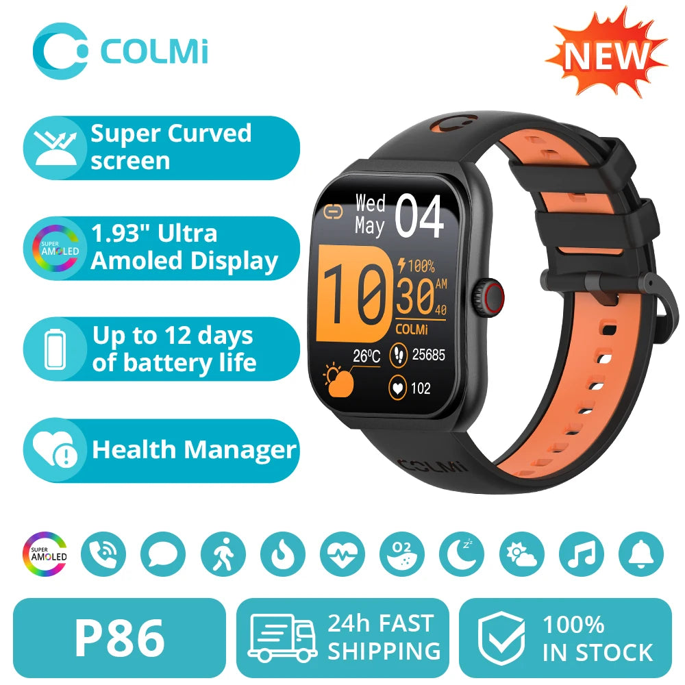 P86 AMOLED Smartwatch mit Anruf & Gesundheit