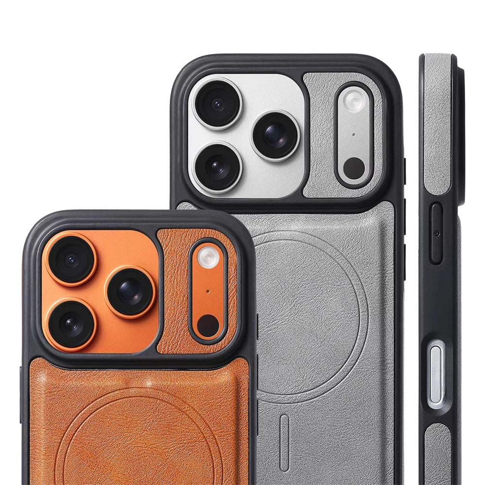 Magnetische Leder iPhone Hülle im Business Design – Stoßfest, Magsafe kompatibel & Kabelloses Laden