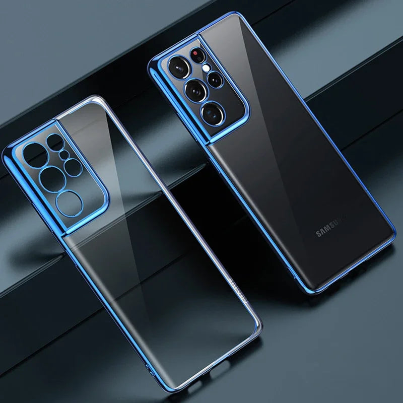 Klare Handyhülle mit glänzendem Rahmen für Samsung