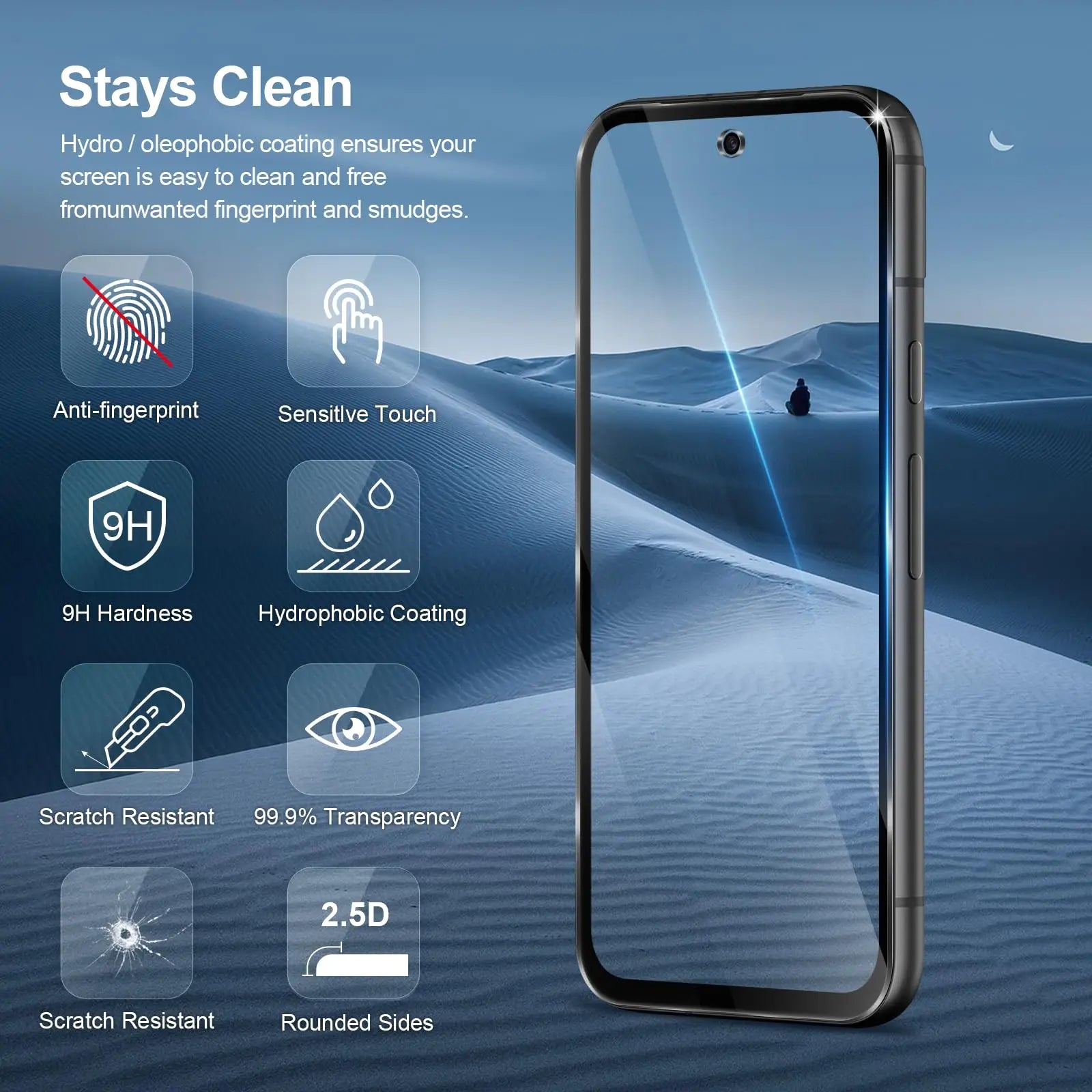 Glass screen protector for Google Pixel 8a 9H HD Crystal