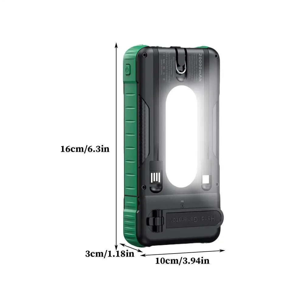 Solar Power Bank with Flashlight &amp; Hand Crank