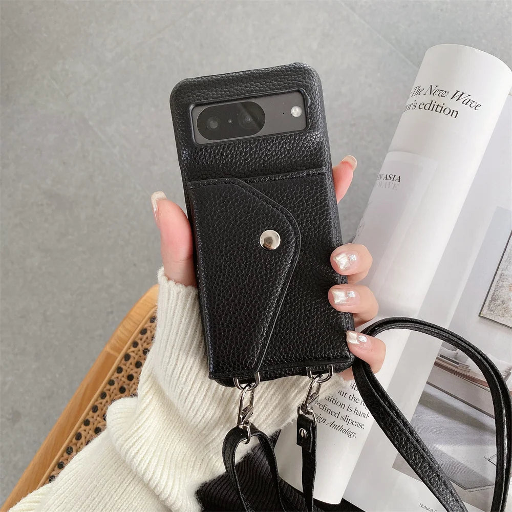 Crossbody Lederhülle für Google Pixel 8 Pro