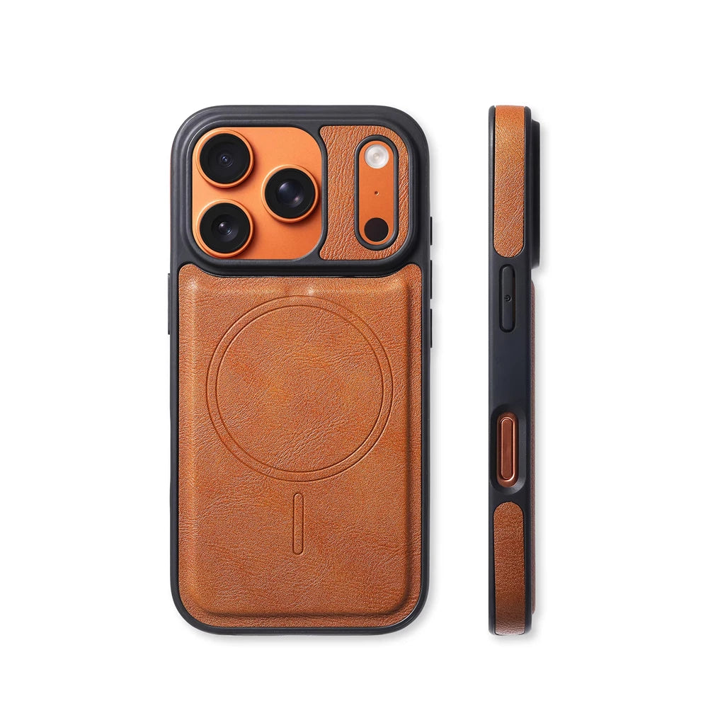 Magnetische Leder iPhone Hülle im Business Design – Stoßfest, Magsafe kompatibel & Kabelloses Laden