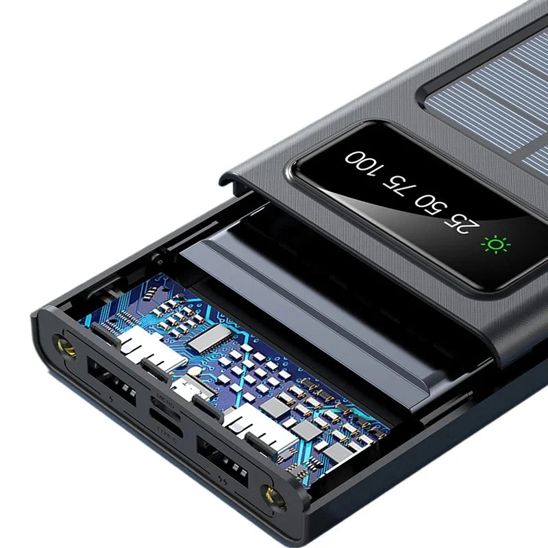 Tragbare 20000mAh Solar Powerbank mit 4 Kabeln