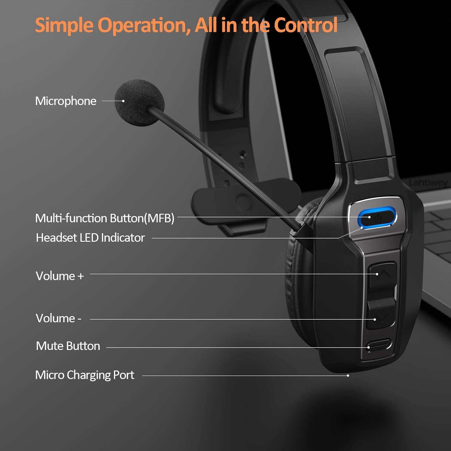 Bluetooth Headset mit Mikrofon und AI Geräuschfilter