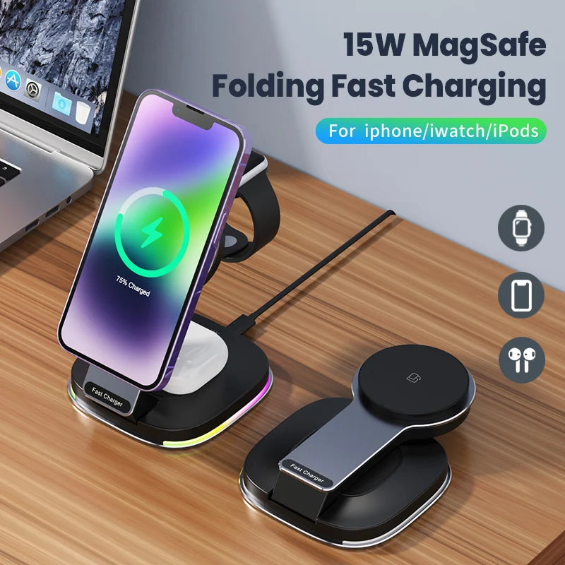 3in1 Maxsafe Qi2 faltbarer Ultra-Schnell-Ladeständer