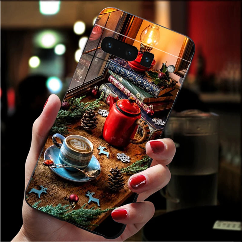 Soft Christmas TPU case for Google Pixel 8 and 9 series, shockproof, flexible, non-slip, durable, perfect fit, festive silicone case