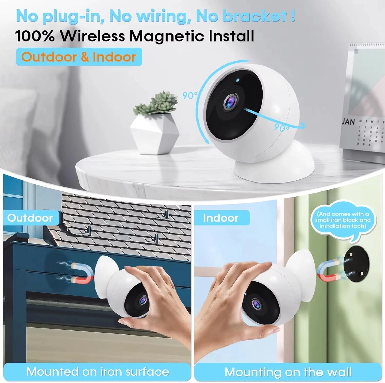 2K 5MP Wireless WiFi Surveillance Camera with Battery