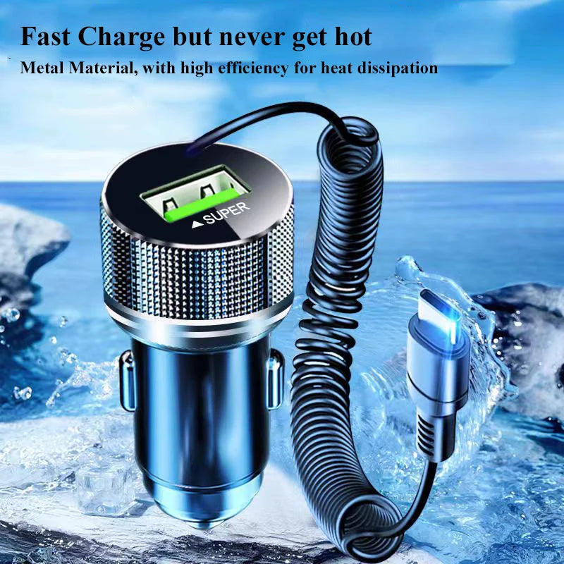 EDEBA 12V Metall USB Autoladegerät mit Typ-C Kabel