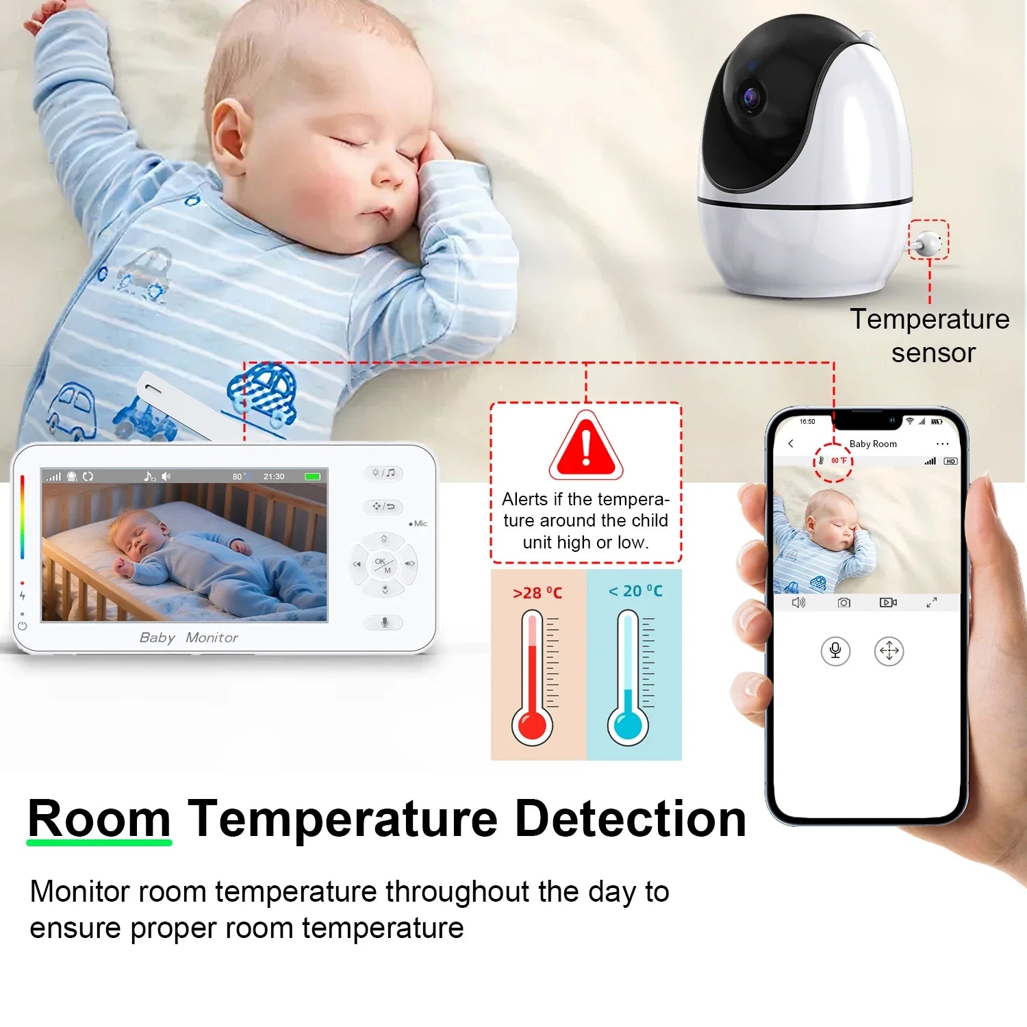 4,3-Zoll Baby Monitor mit Zoomkamera & Nachtlicht