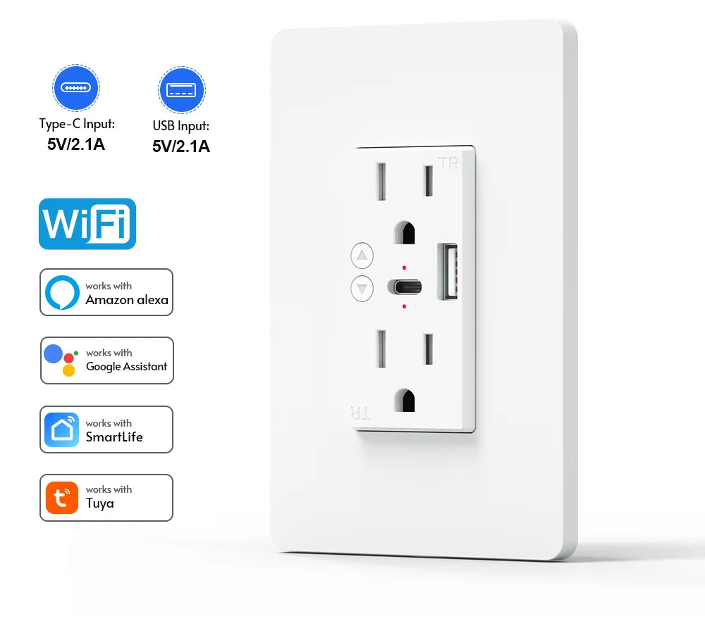 Smart Wi-Fi socket with USB-C &amp; voice control