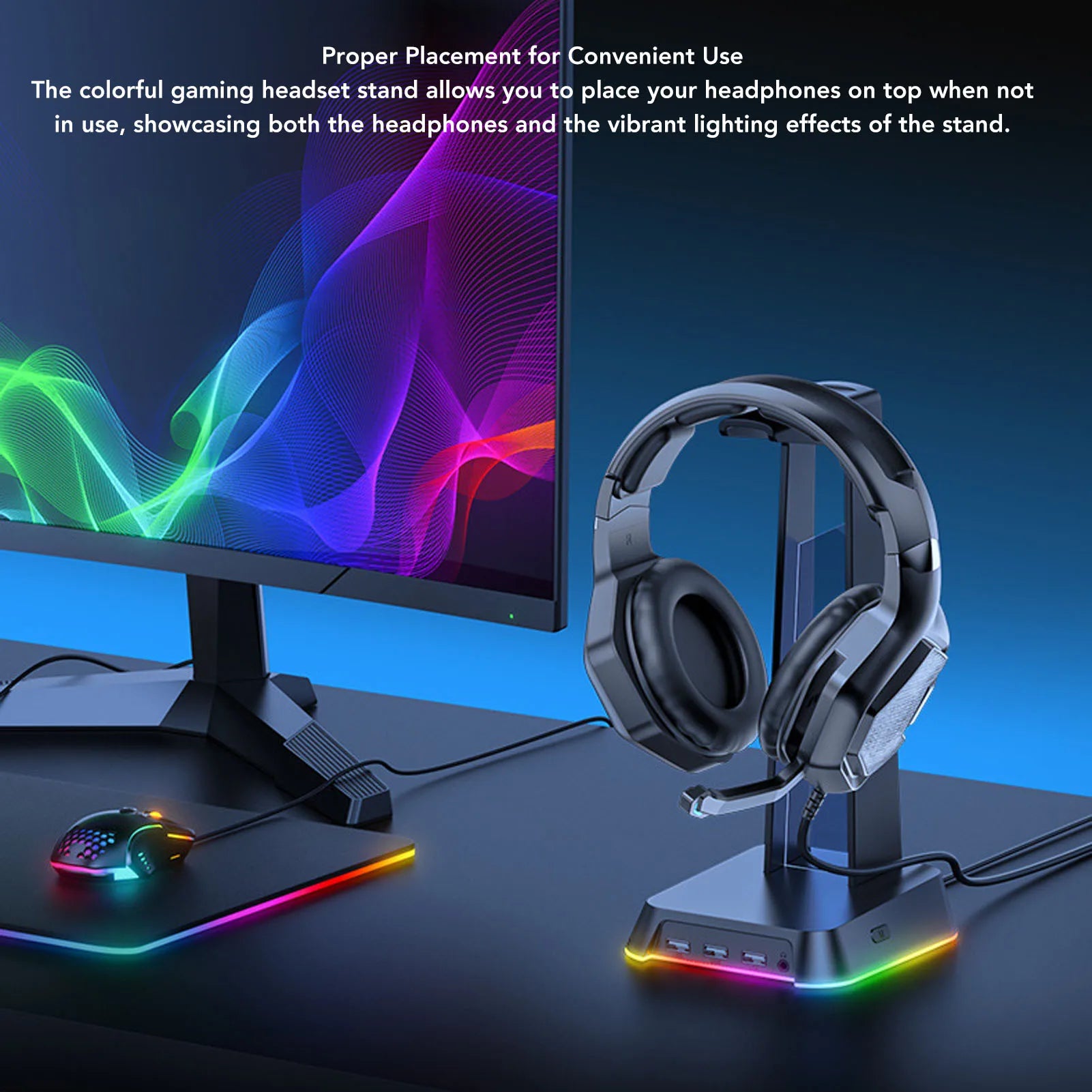Multifunctional Gaming Headset Stand RGB