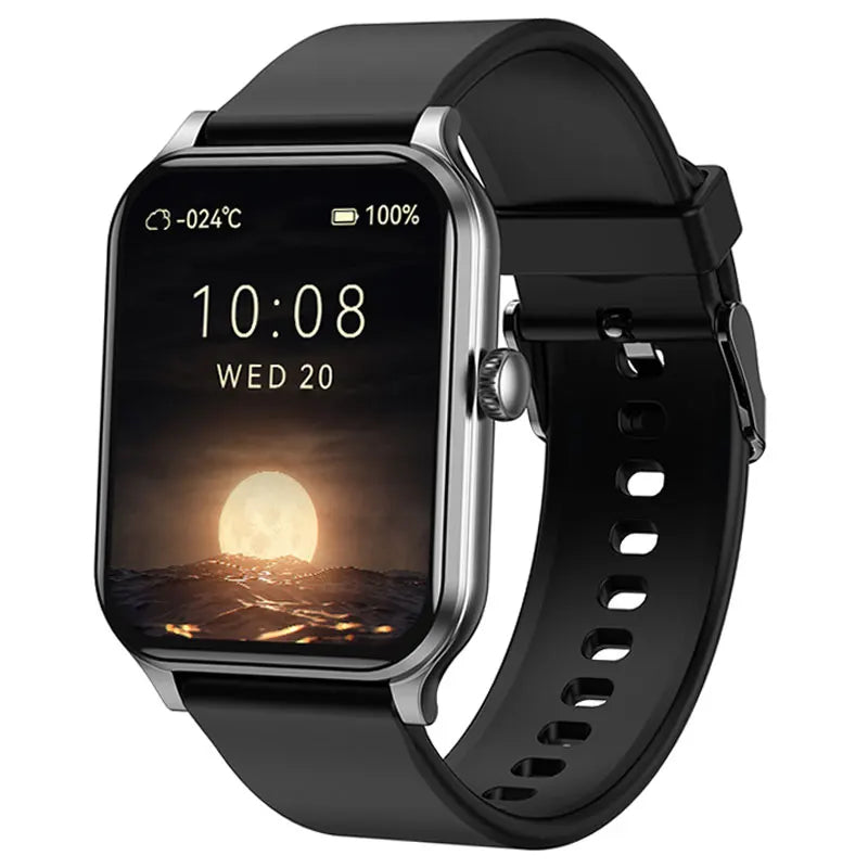 Klassische Smartwatch Schwarz mit Fitness & Anruf