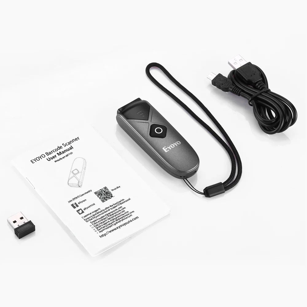 Wireless 1D 2D barcode scanner Bluetooth USB