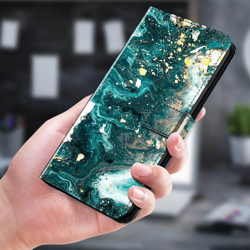 Marmor Weihnachts Ledertasche für Google Pixel 7 Pro Flip Case mit Kartenfach