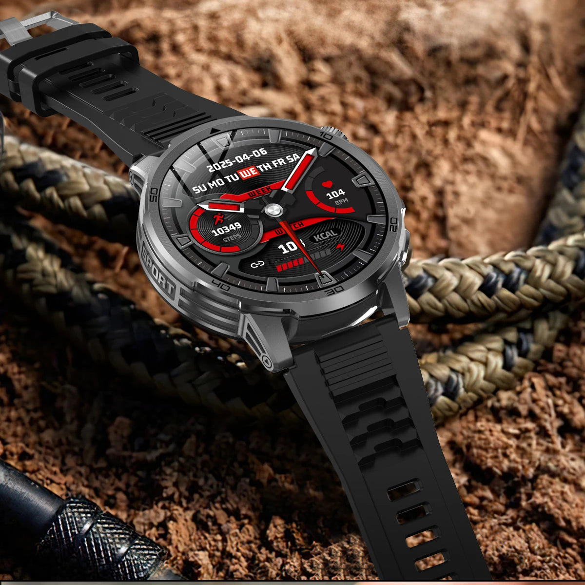 Herren Smartwatch mit LED Taschenlampe und GPS