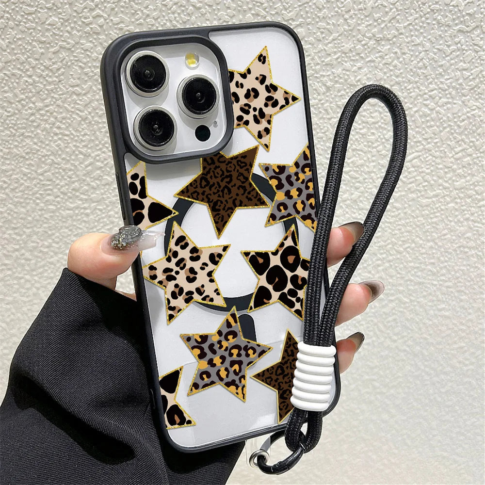 Leoparden Muster Klare Magnet Hülle für iPhone