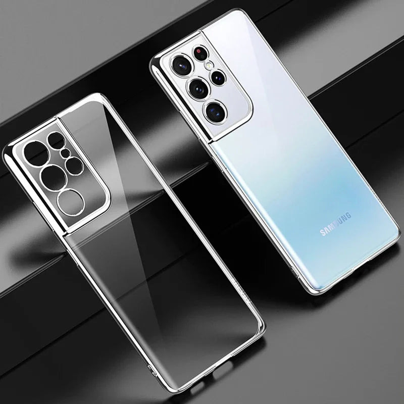 Klare Handyhülle mit glänzendem Rahmen für Samsung