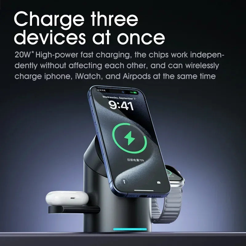 Qi2 3-in-1 Magnet Ladegerät mit Touch & Schnellladung