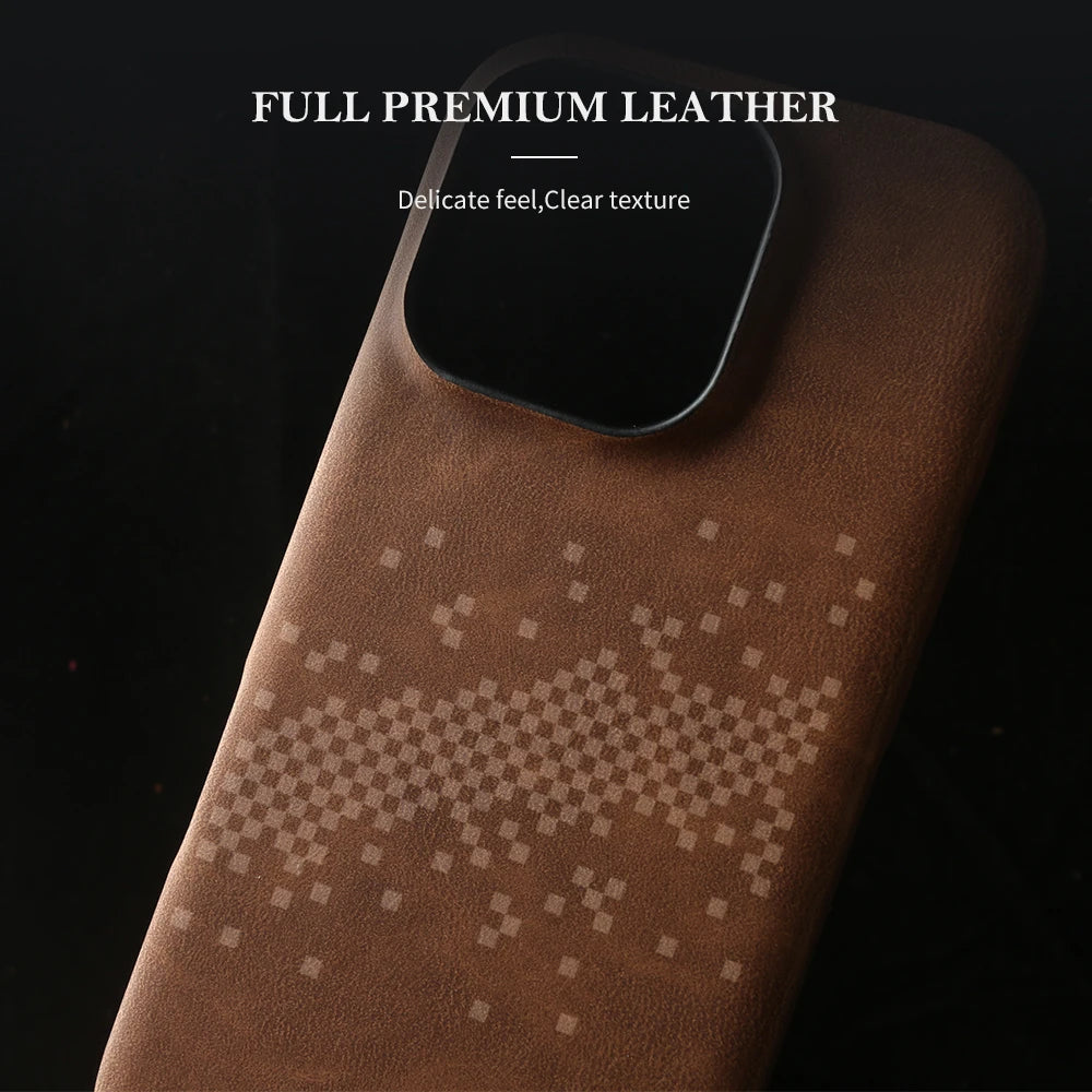 Luxus Lederhülle iPhone 17–15 Pro Max Stoßfest
