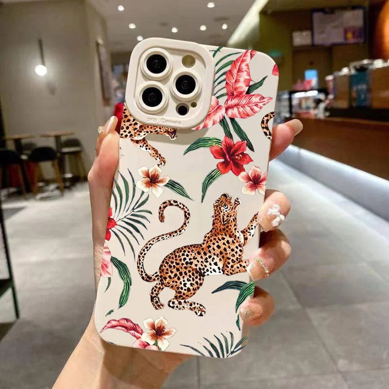 Floral Leopard Silicone Case iPhone
