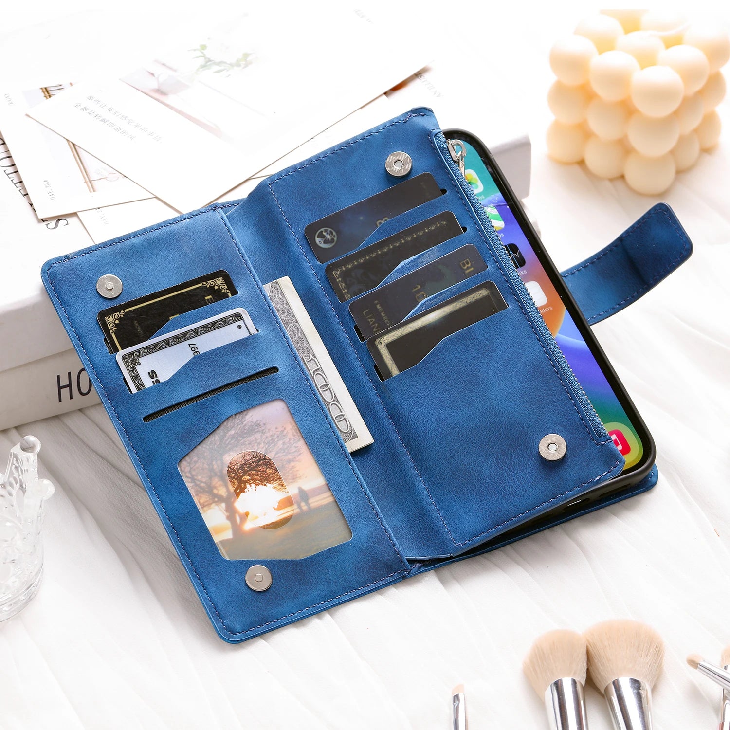 Leder Flip Hülle für Samsung Galaxy