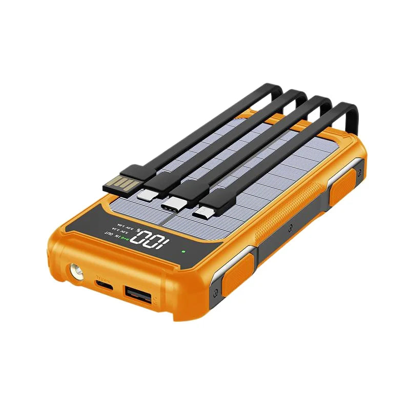 20000 mAh Solar Powerbank mit Kabel & Display