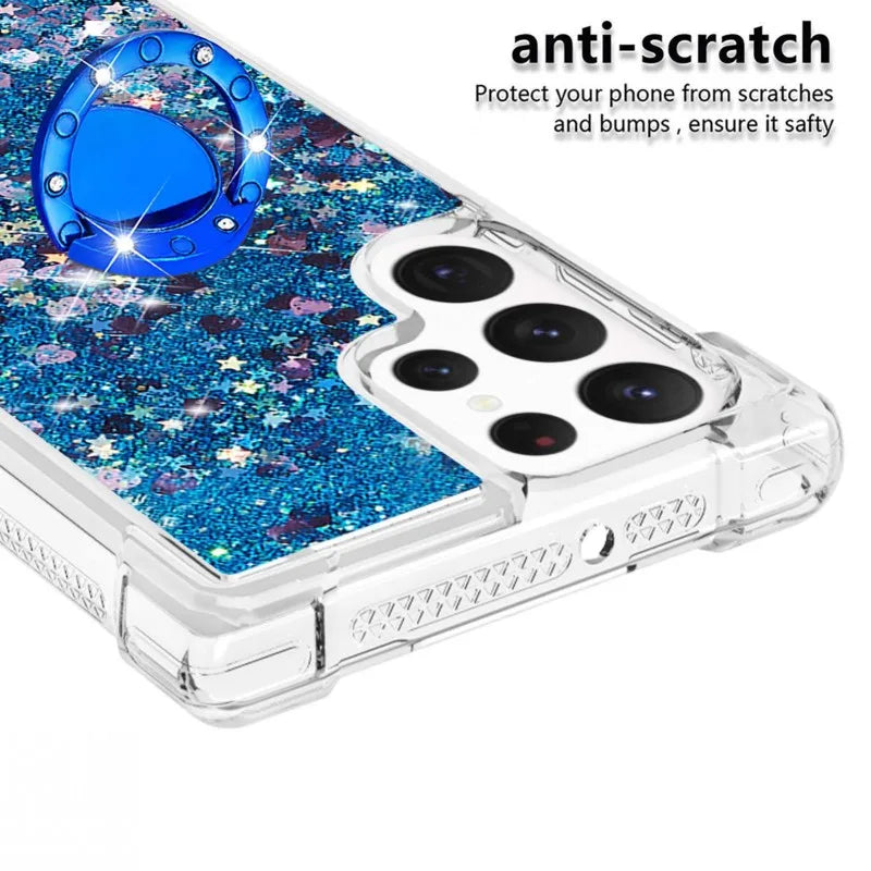 Treibsand Glitzer Hülle mit Ring für Galaxy S25 Ultra