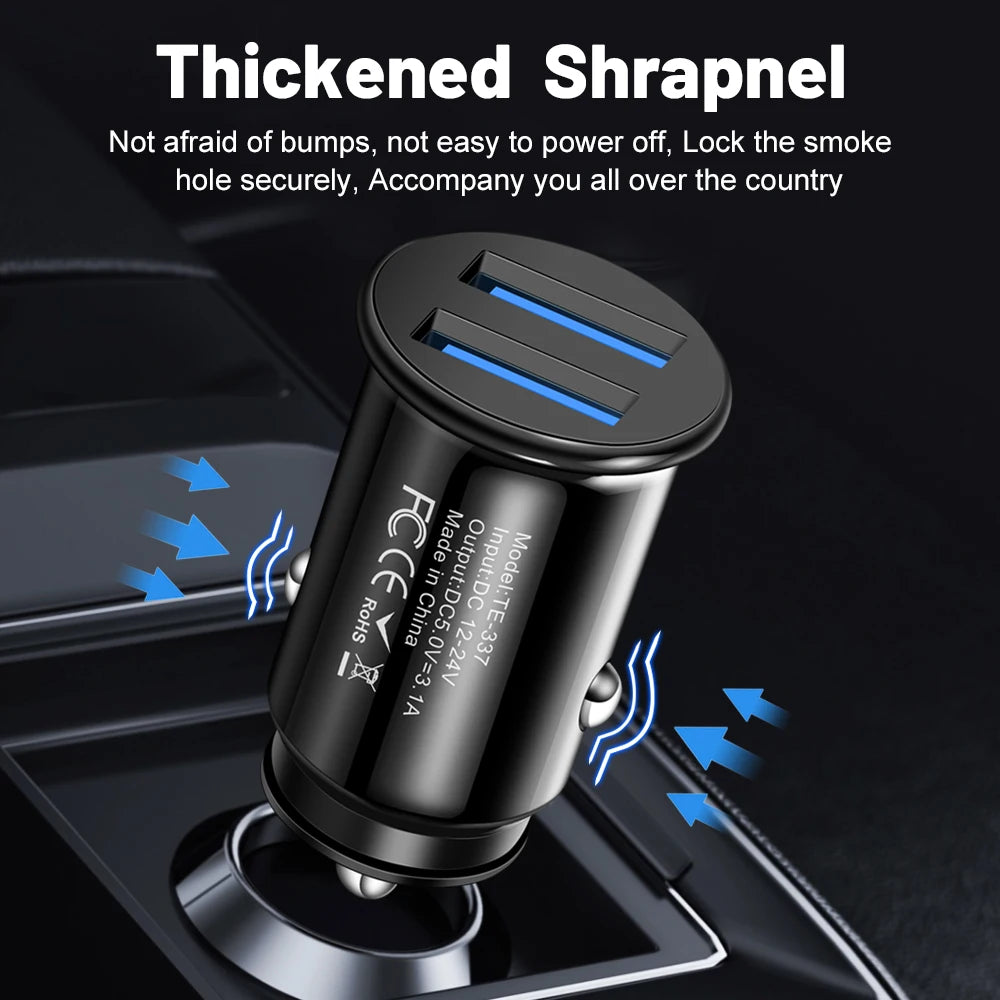 3,1 A Mini 2-Port USB Autoladegerät Typ C PD