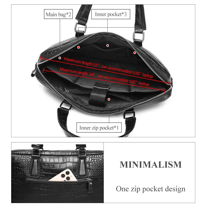 SCHLATUM Echtes Leder Laptop Aktentasche