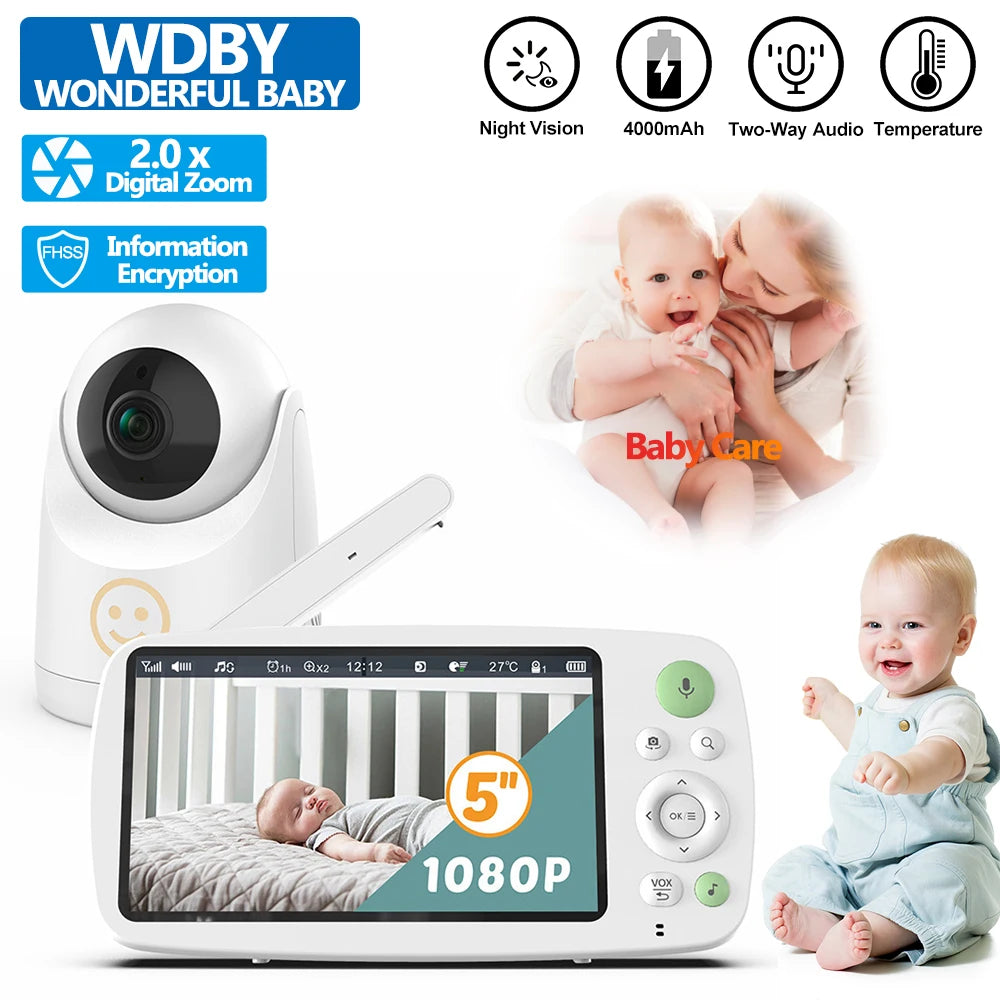 5 Zoll Kabelloses Babyphone mit Nachtblick und Audio