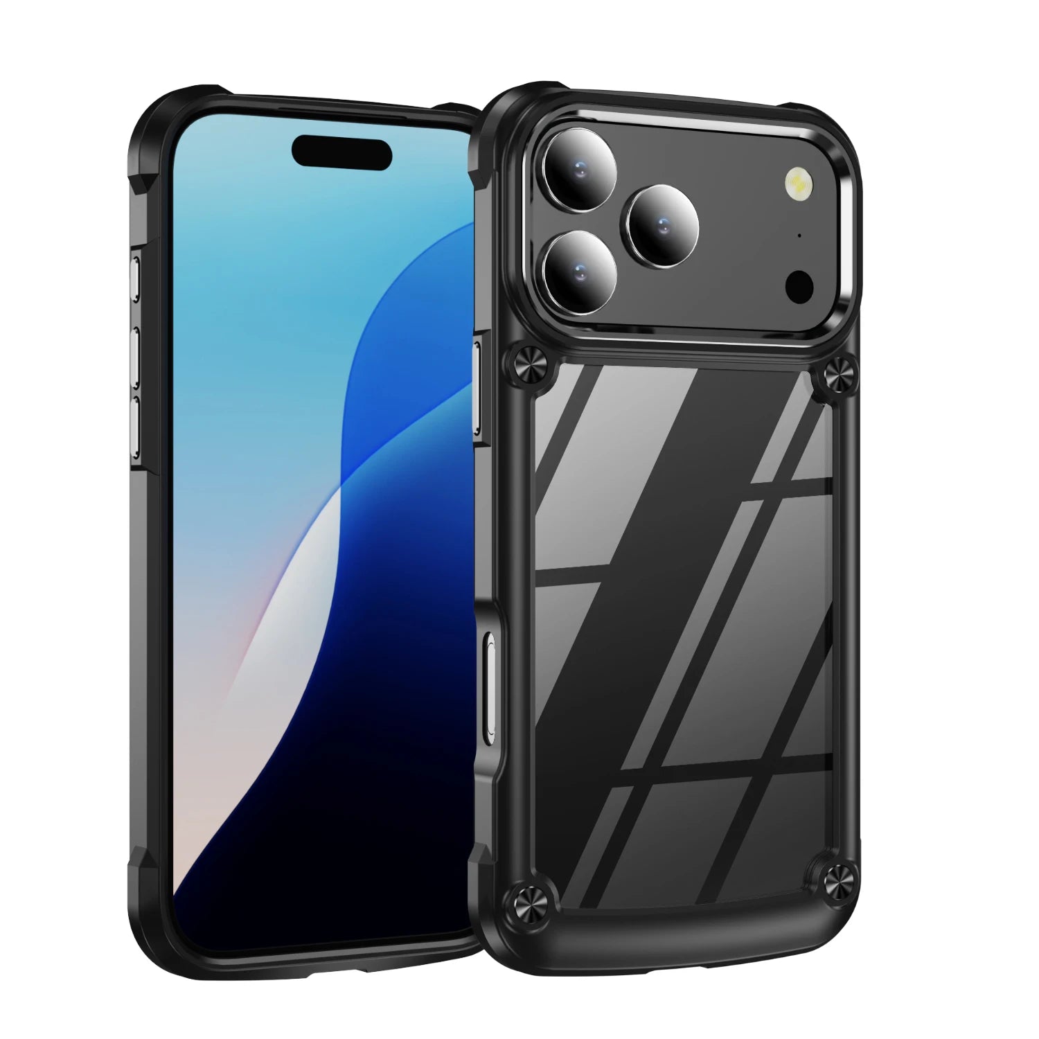 Transparente Militär-Hülle für iPhone 17 mit Metallrahmen