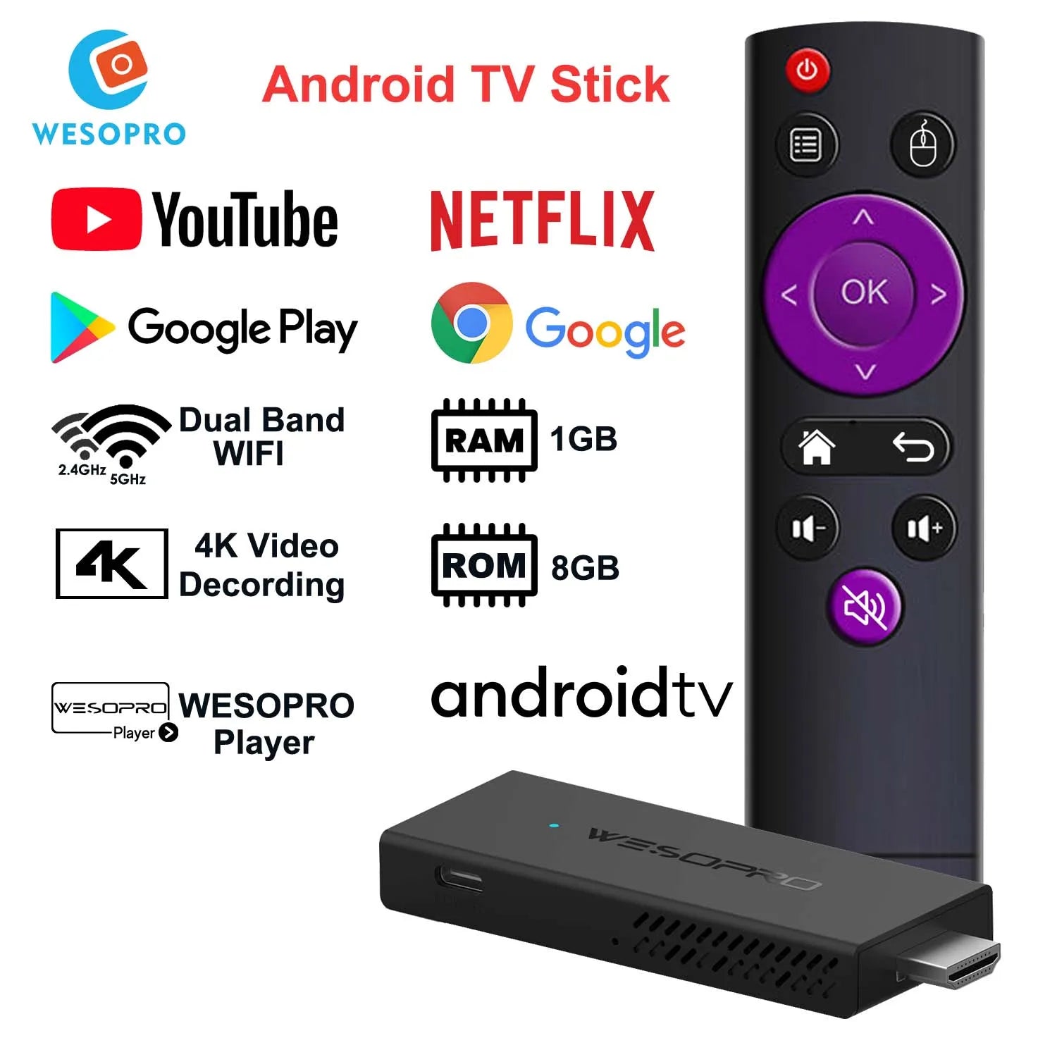 Android TV Stick G2 Lite 4K Streaming Dongle