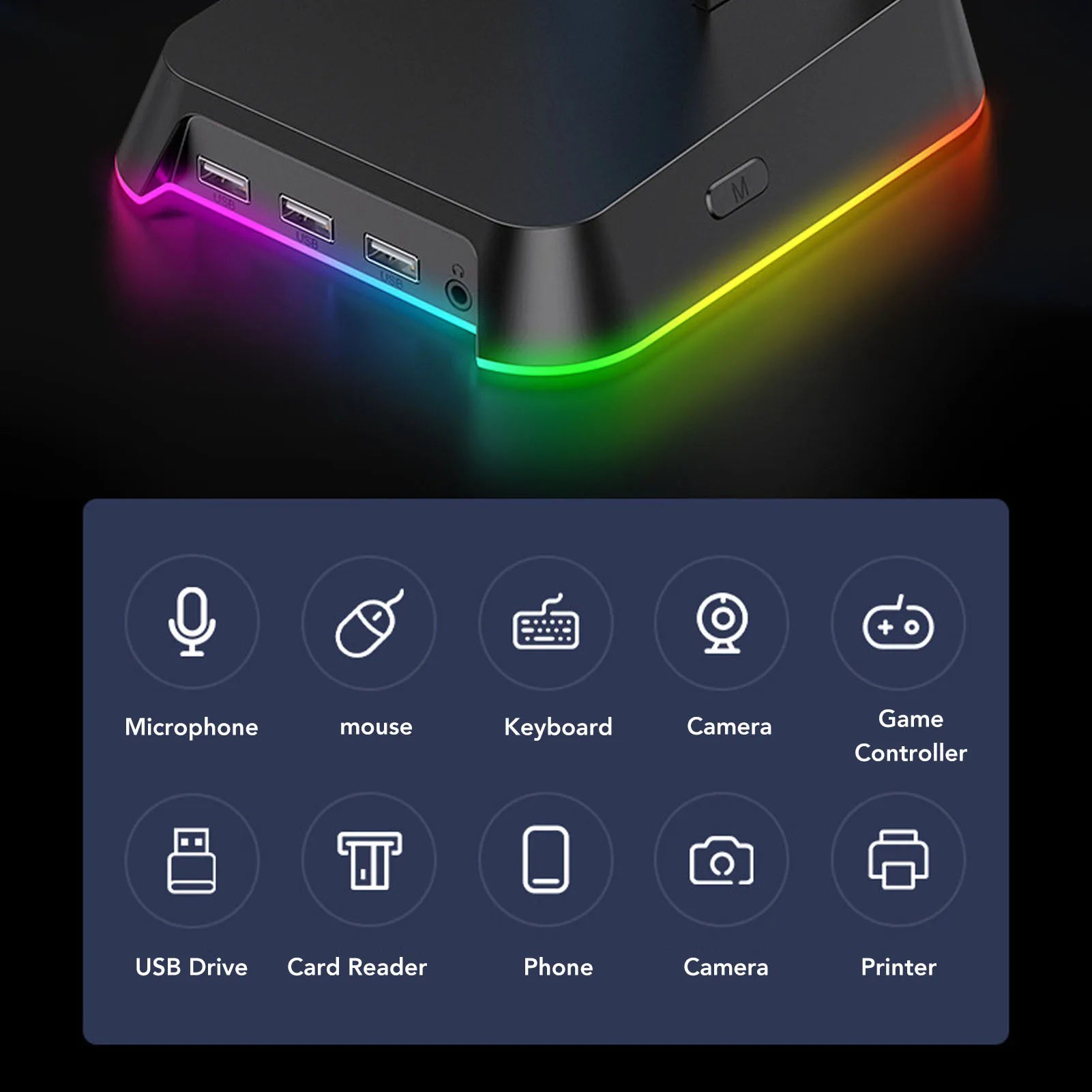 Multifunctional Gaming Headset Stand RGB