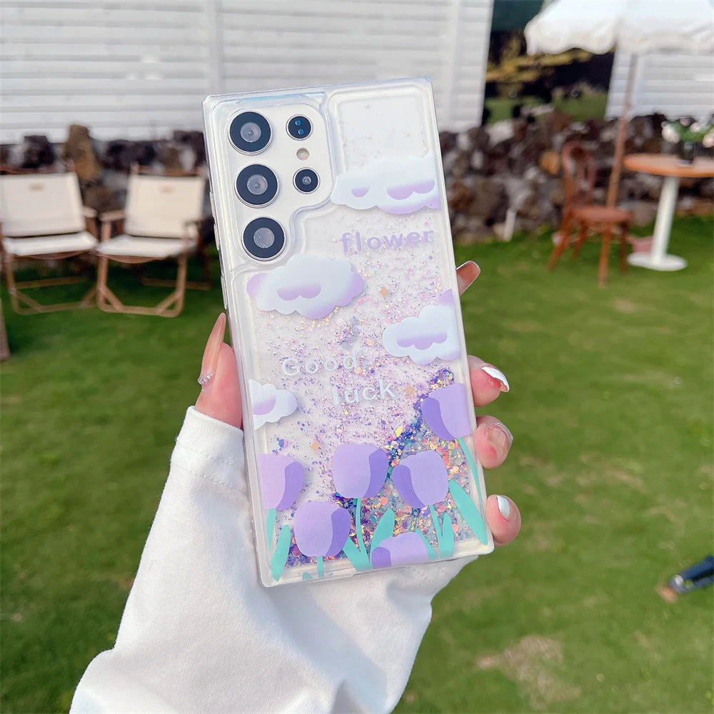 Leuchtende Blumen Hülle im Ölgemälde-Stil für Samsung