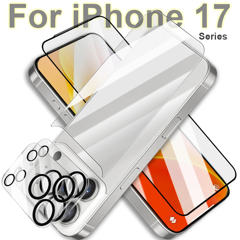 6-in-1 tempered glass set with camera protection for iPhone 17