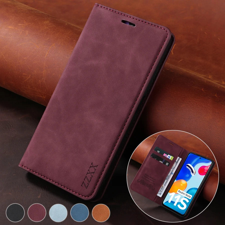 Flip Leder Wallet Hülle für Xiaomi Modelle