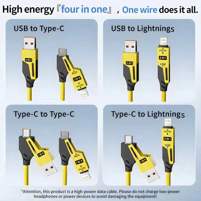 4-in-1 65W USB Typ-C Federkabel