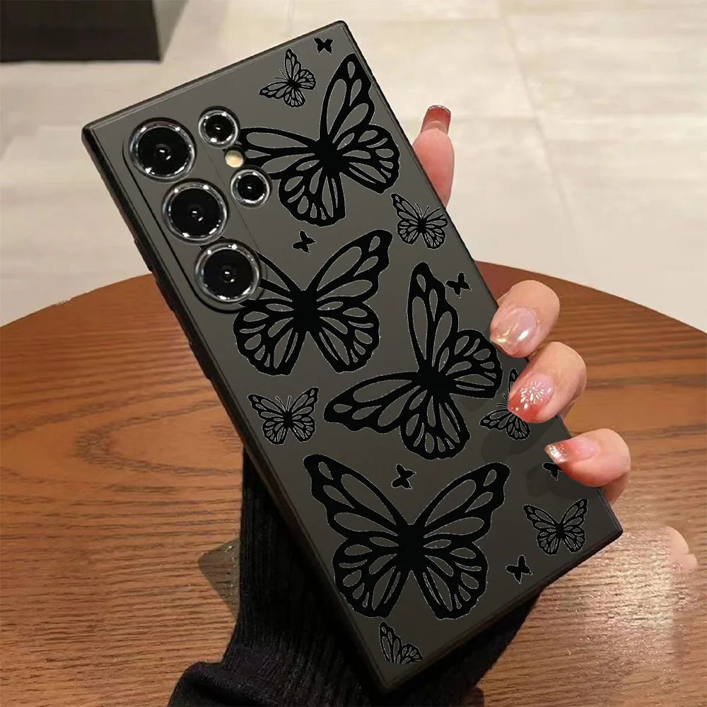 Schmetterling Hülle Schwarz für Samsung Galaxy