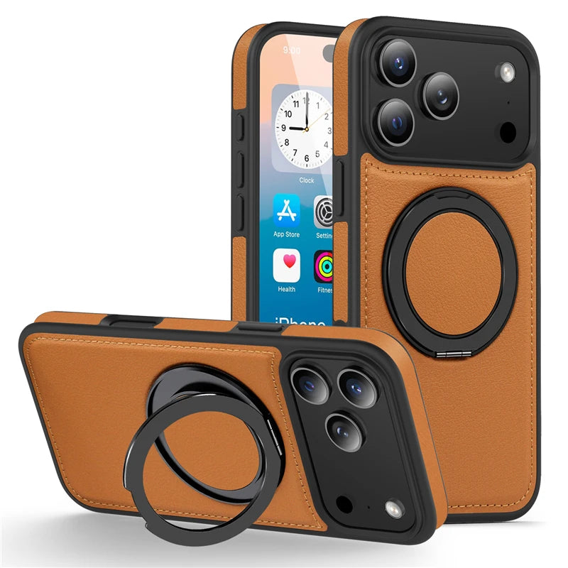 Lederhülle mit Magnet und Ständer für iPhone 17